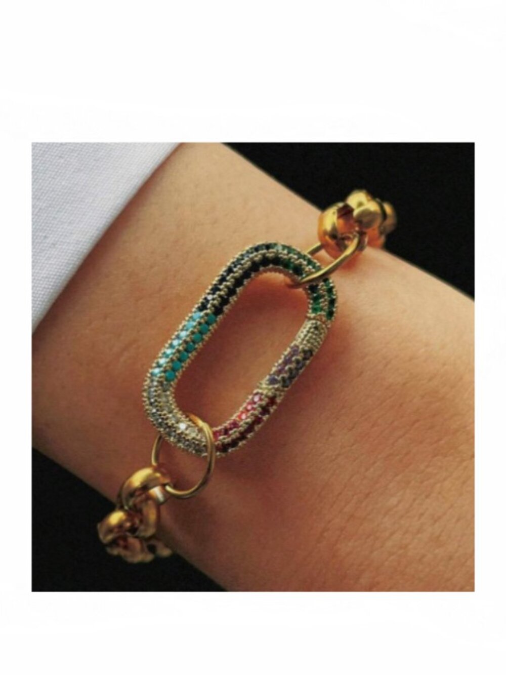 NEW Gold Strass Multicolor Carabiner Bracelet